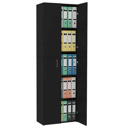 Office Cabinet Black 23.6x12.6x74.8" Engineered Wood