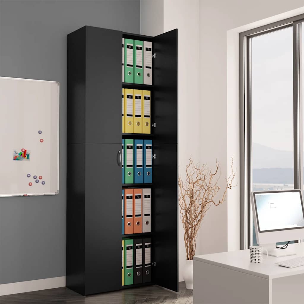 Office Cabinet Black 23.6x12.6x74.8" Engineered Wood