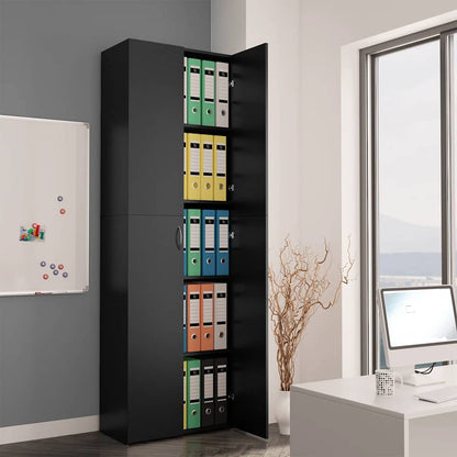Office Cabinet Black 23.6x12.6x74.8" Engineered Wood