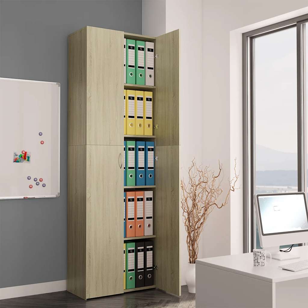 Office Cabinet | Sonoma oak | Engineered wood | 190 cm height
