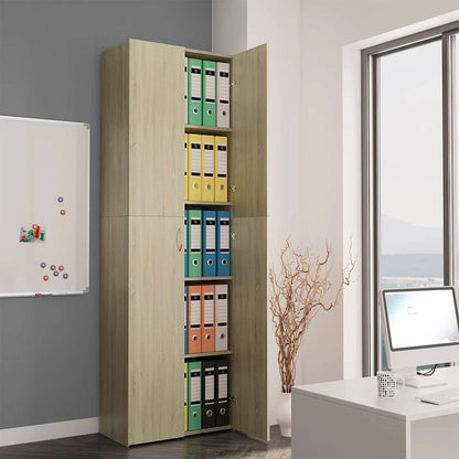 Office Cabinet | Sonoma oak | Engineered wood | 190 cm height