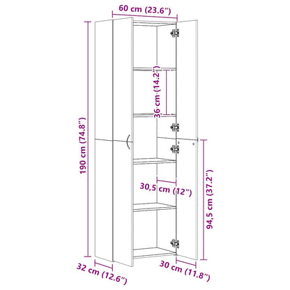 Office Cabinet | Concrete grey | Engineered wood | Tall storage
