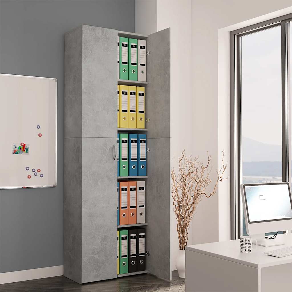 Office Cabinet | Concrete grey | Engineered wood | Tall storage