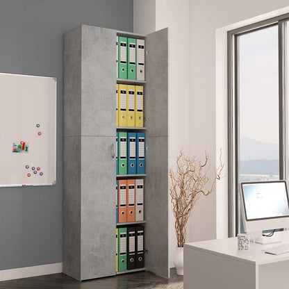 Office Cabinet | Concrete grey | Engineered wood | Tall storage