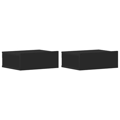 Floating Nightstand | Set of 2 | Black | Engineered wood | Compact