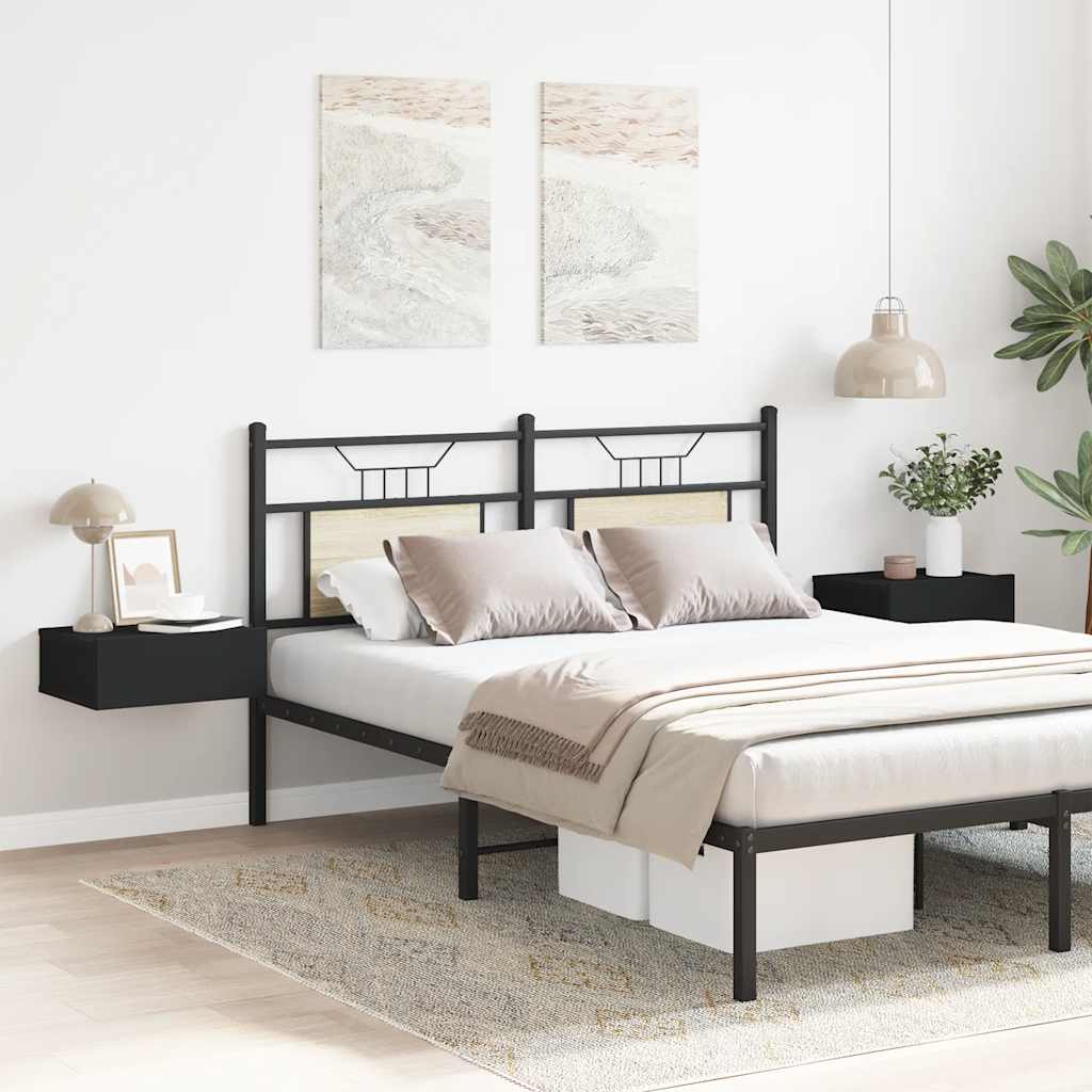 Floating Nightstand | Set of 2 | Black | Engineered wood | Compact