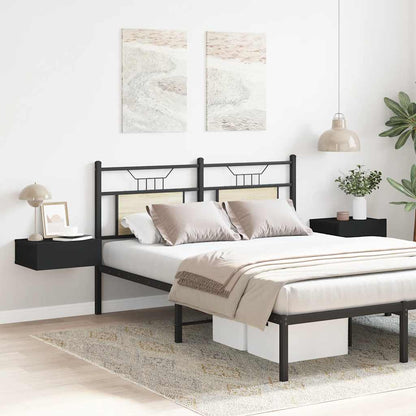 Floating Nightstand | Set of 2 | Black | Engineered wood | Compact