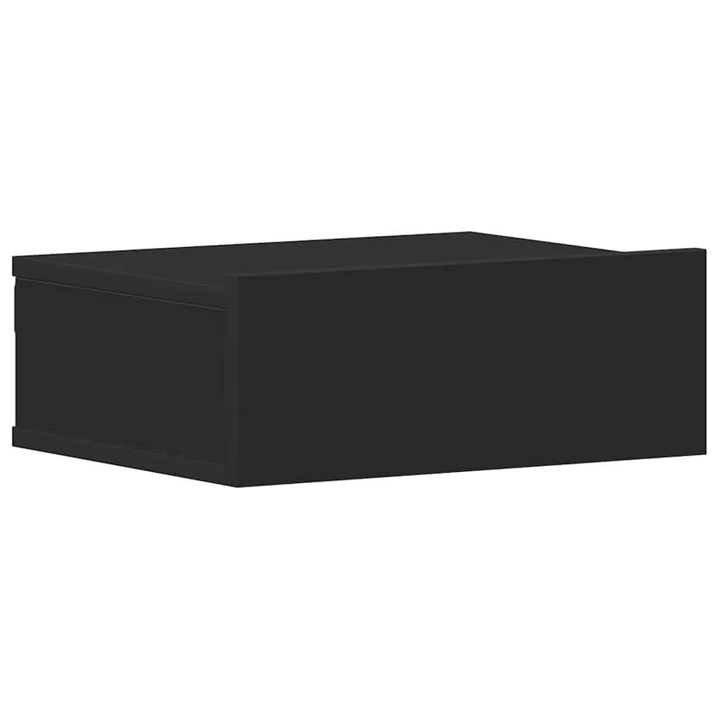 Floating Nightstand | Set of 2 | Black | Engineered wood | Compact