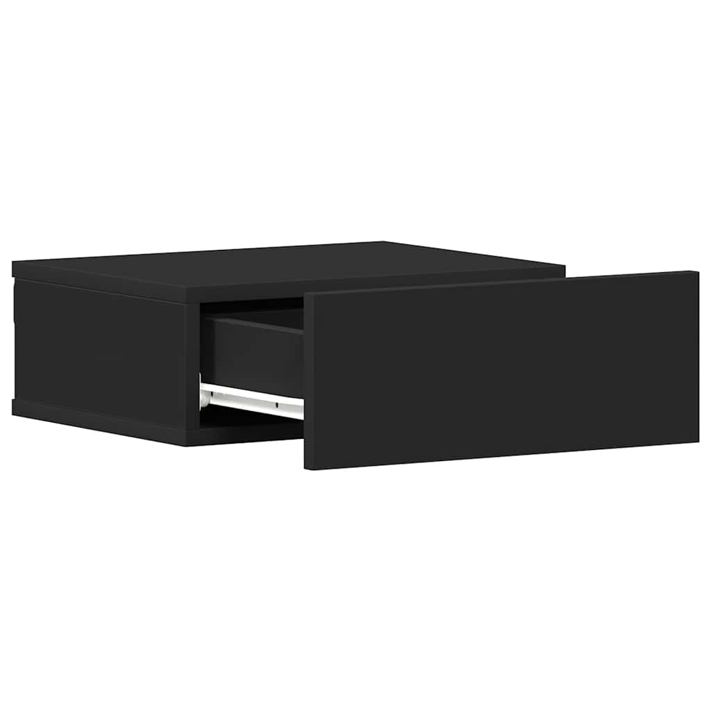 Floating Nightstand | Set of 2 | Black | Engineered wood | Compact