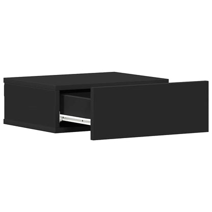 Floating Nightstand | Set of 2 | Black | Engineered wood | Compact
