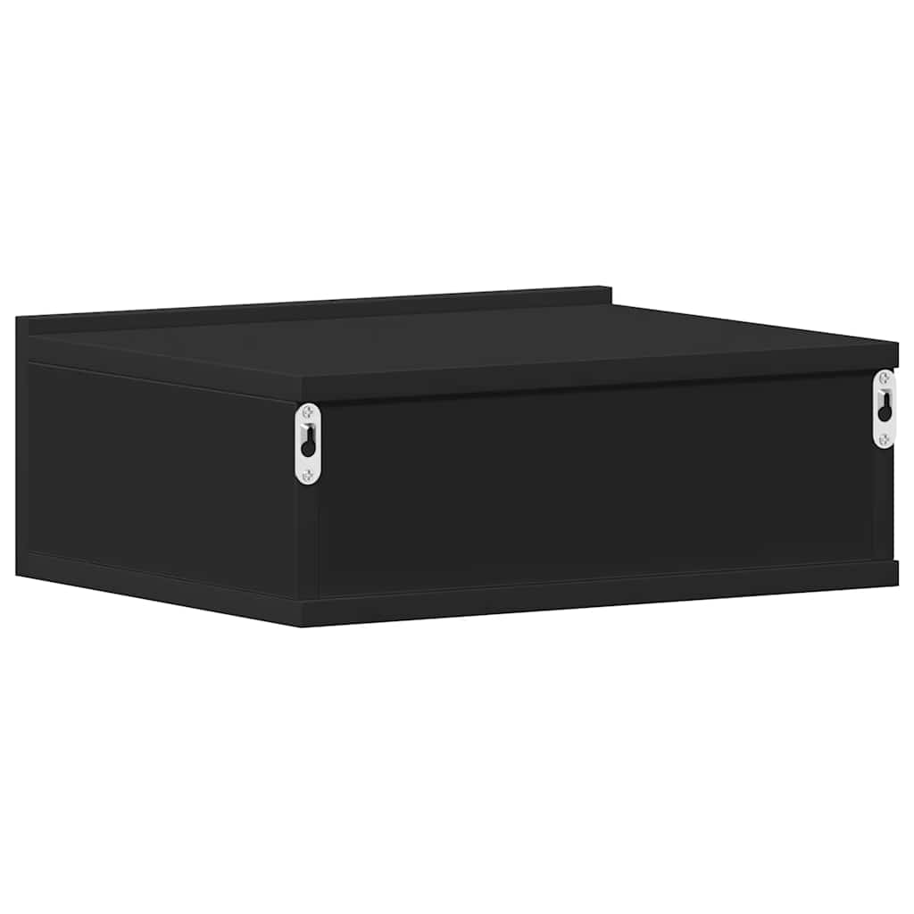 Floating Nightstand | Set of 2 | Black | Engineered wood | Compact