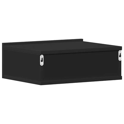 Floating Nightstand | Set of 2 | Black | Engineered wood | Compact
