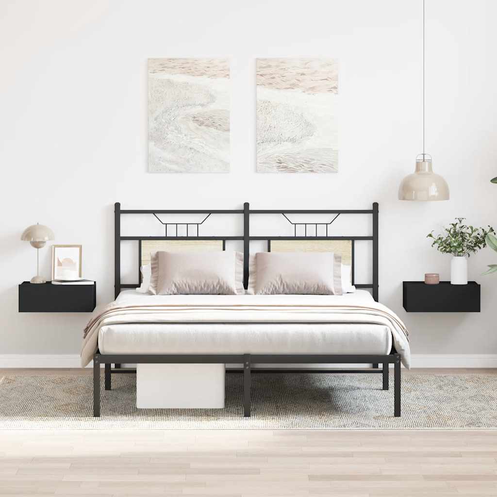 Floating Nightstand | Set of 2 | Black | Engineered wood | Compact
