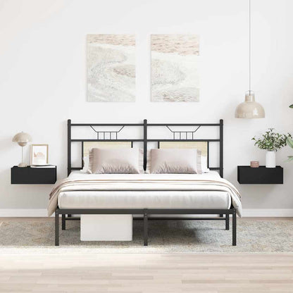 Floating Nightstand | Set of 2 | Black | Engineered wood | Compact