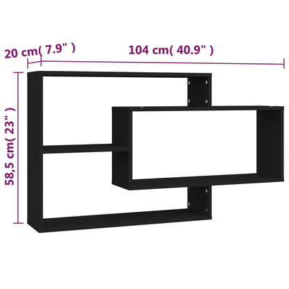 Wall Shelf Black 104x20x58.5 cm Engineered Wood