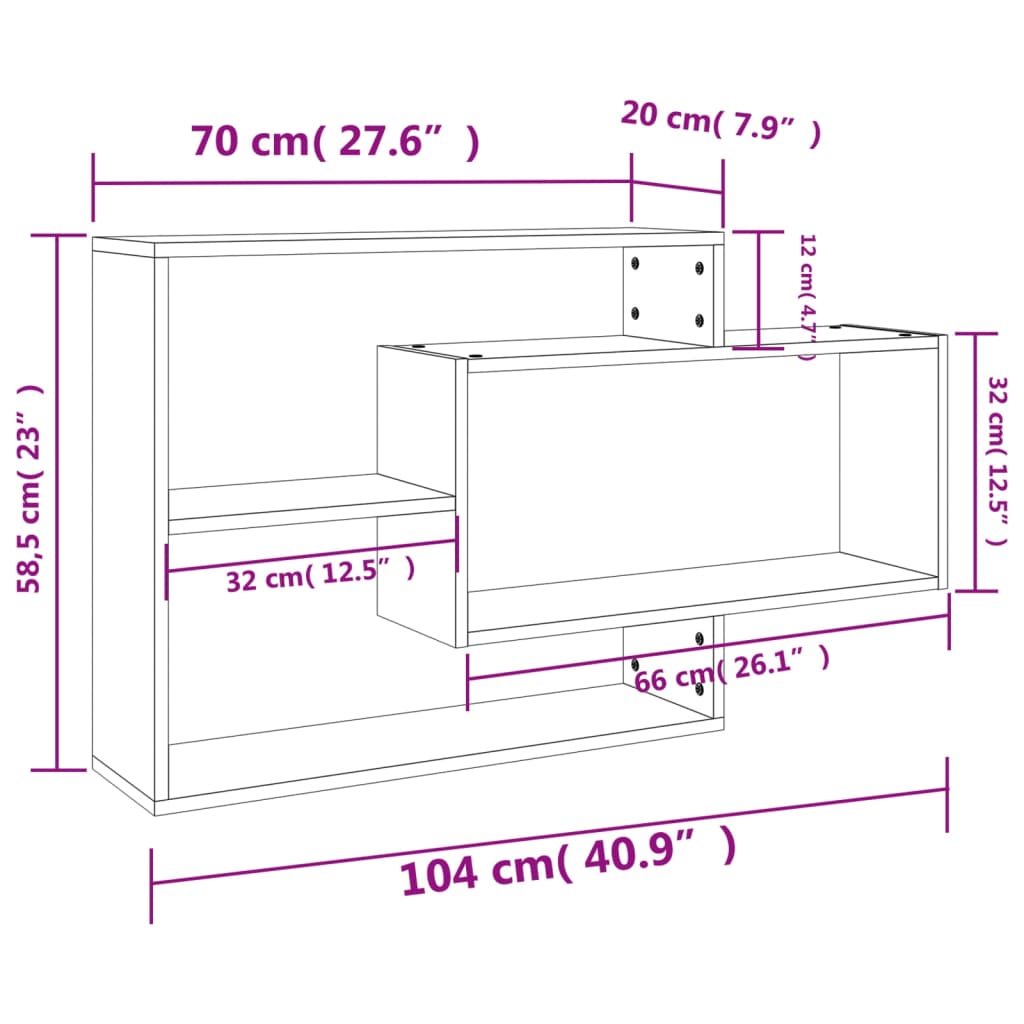 Wall Shelf Sonoma Oak 104x20x58.5 cm Engineered Wood