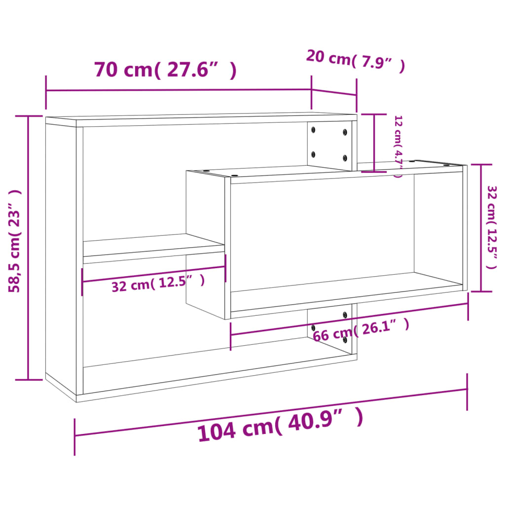 Wall Shelf Concrete Grey 104x20x58.5 cm Engineered Wood