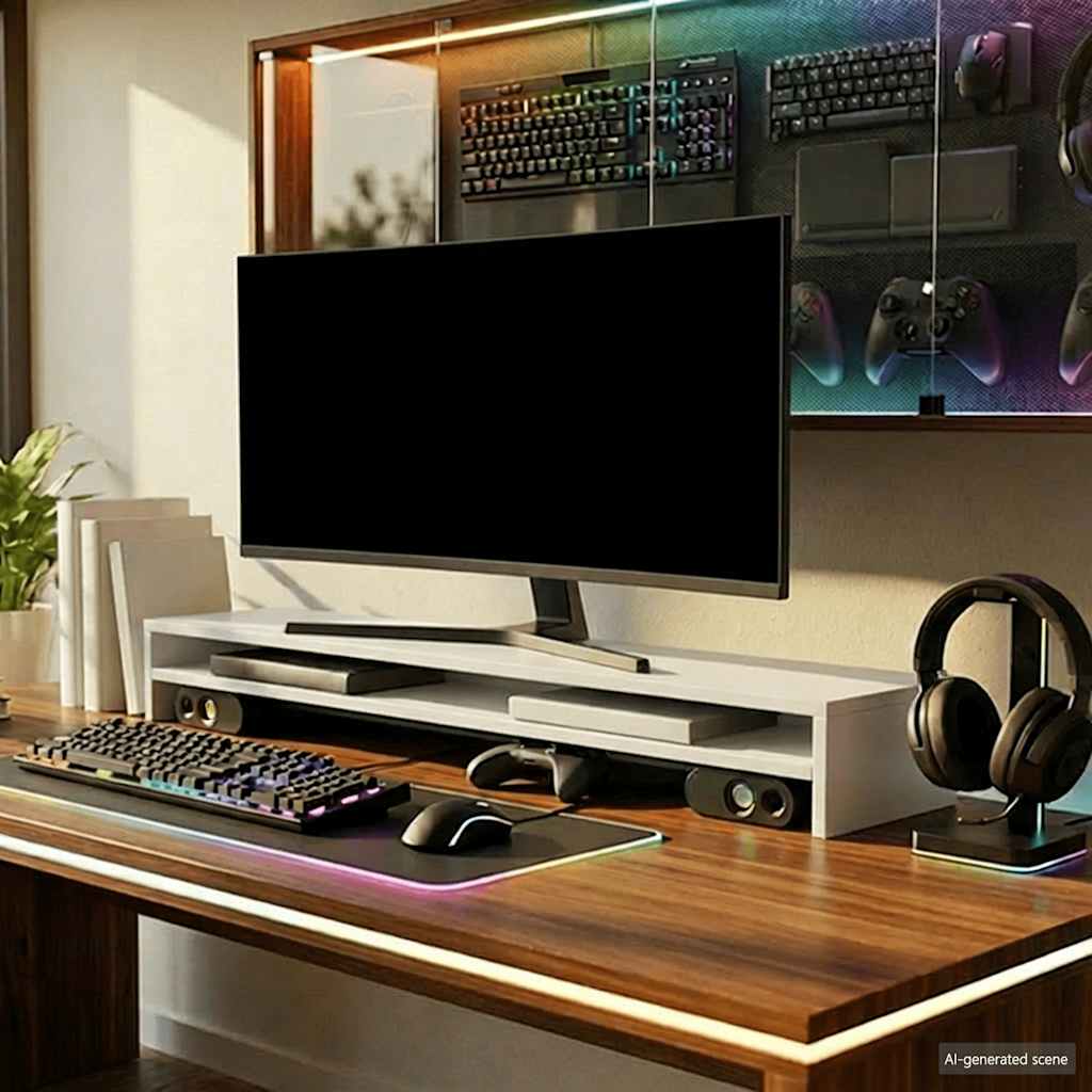 Monitor Stand White 100x24x13 cm Engineered Wood