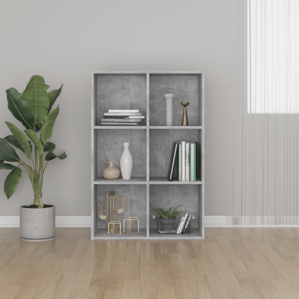 800346 vidaXL Book Cabinet/Sideboard Concrete Grey 66x30x98 cm Engineered Wood