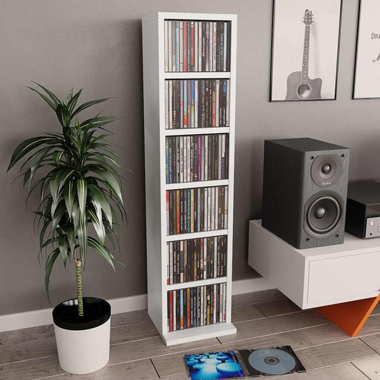 CD Cabinet | White | Engineered Wood | CD Cabinet | Rectangular