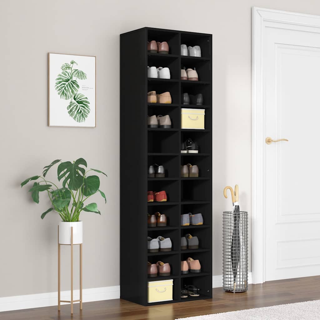 Shoe Cabinet Black 21.3"x13.4"x72" Engineered Wood