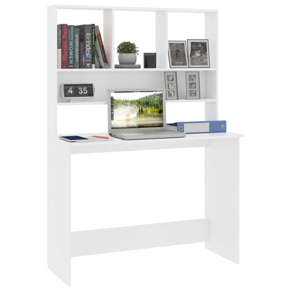 Desk with Shelves White 43.3"x17.7"x61.8" Engineered Wood