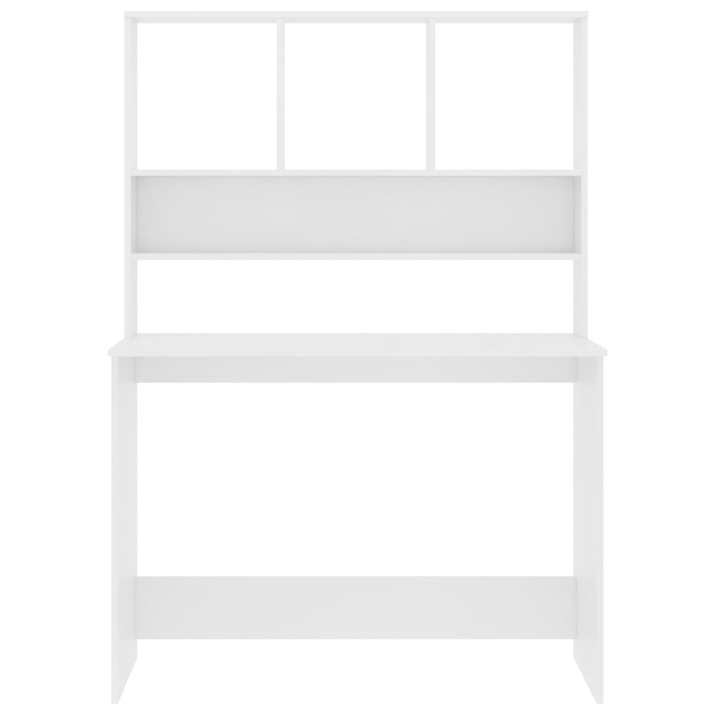 Desk with Shelves White 43.3"x17.7"x61.8" Engineered Wood