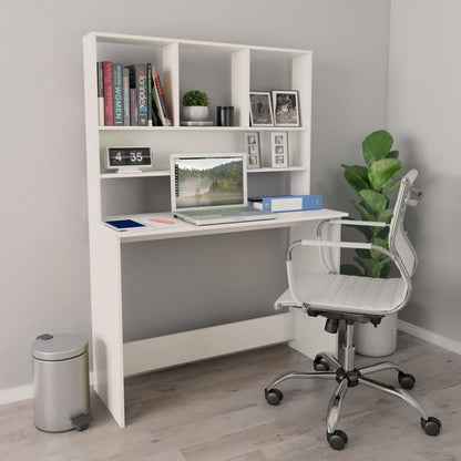 Desk with Shelves White 43.3"x17.7"x61.8" Engineered Wood