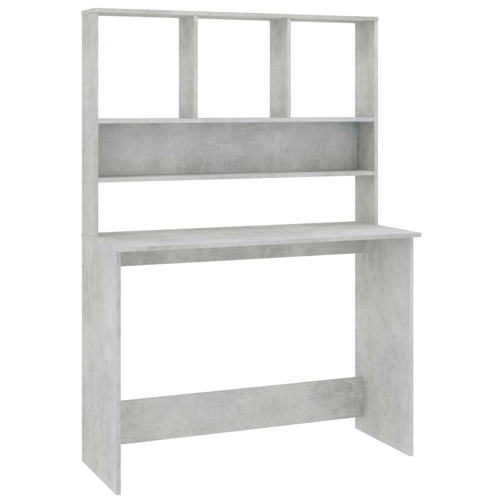 Desk with Shelves Concrete Gray 43.3"x17.7"x61.8" Engineered Wood