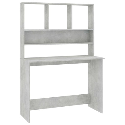 Desk with Shelves Concrete Gray 43.3"x17.7"x61.8" Engineered Wood