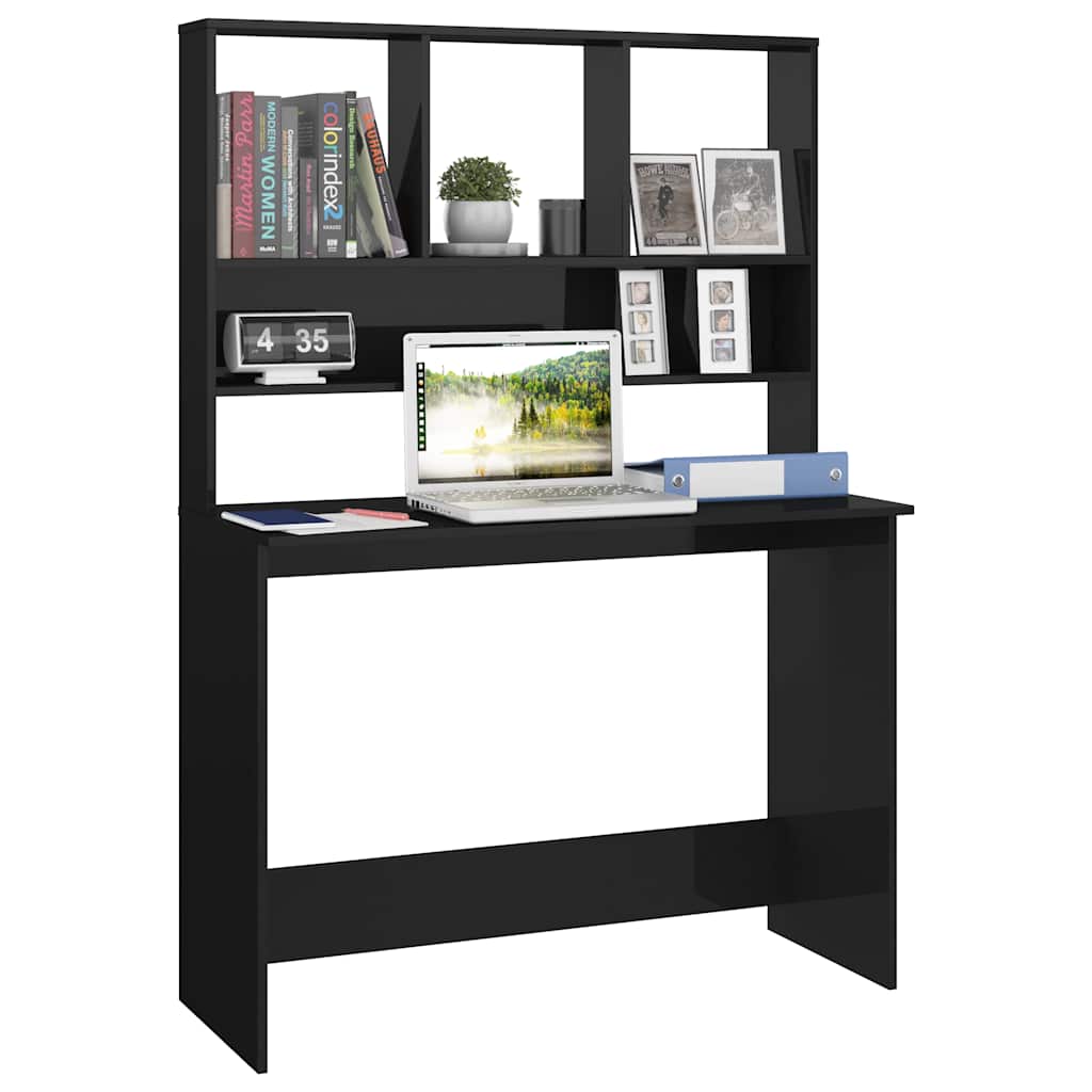 Desk | High gloss black | Engineered wood | 110x45x157 cm | Desk
