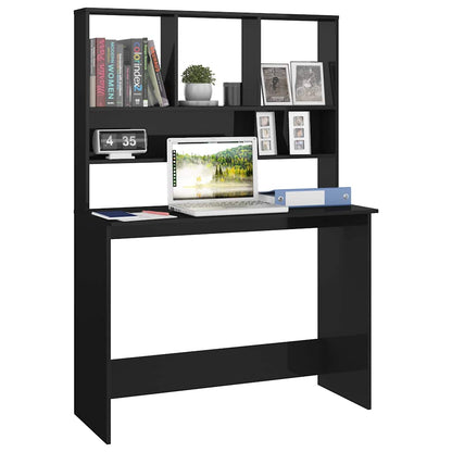 Desk | High gloss black | Engineered wood | 110x45x157 cm | Desk