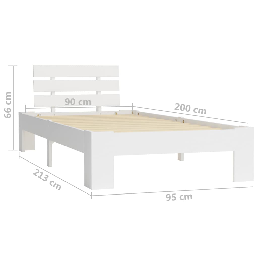 Bed Frame | White | Solid pine wood, plywood | Single |  Durable