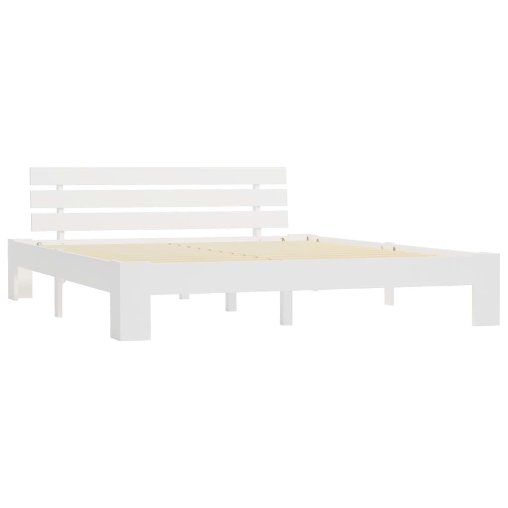 Bed Frame | White | Solid pine wood and Plywood | Double | Durable