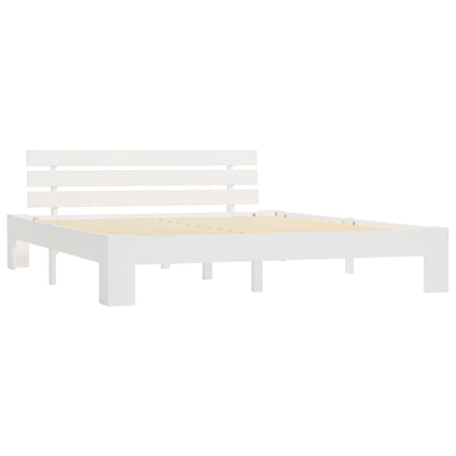 Bed Frame | White | Solid pine wood and Plywood | Double | Durable