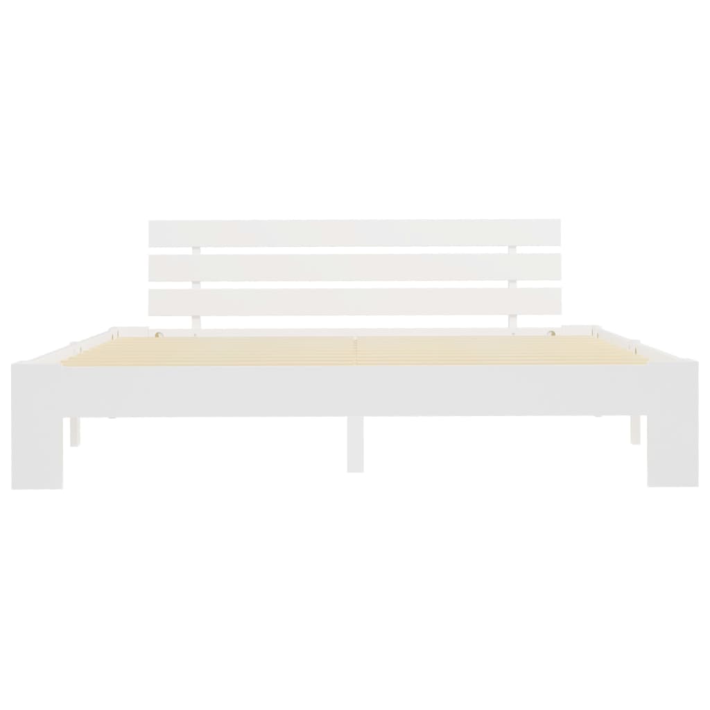 Bed Frame | White | Solid pine wood and Plywood | Double | Durable