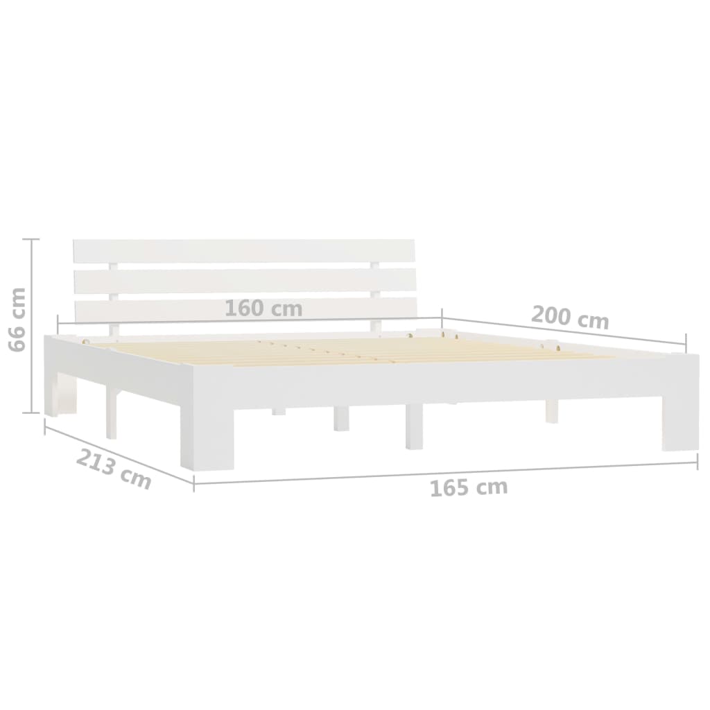 Bed Frame | White | Solid pine wood and Plywood | Double | Durable