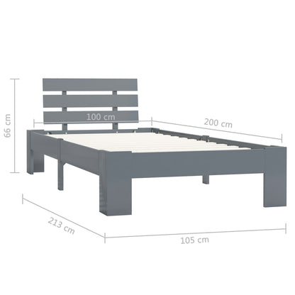 Bed Frame | Grey | Solid Pine Wood and Plywood | Single | Durable