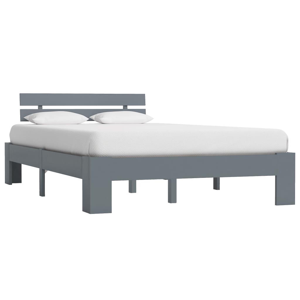 Bed Frame | Grey | Solid Pine Wood | Double | Durable | Bed Frame