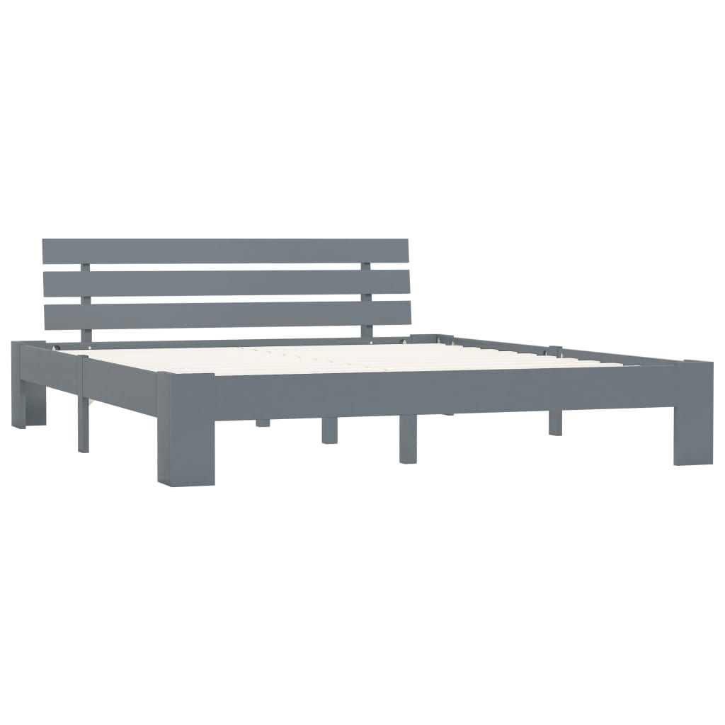 Bed Frame without Mattress Grey 160x200cm Solid Wood Pine