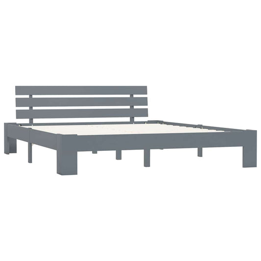 Bed Frame without Mattress Grey Solid Pine Wood 180x200 cm Super King