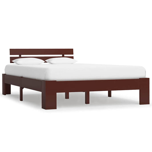 Bed Frame without Mattress Dark Brown Solid Pine Wood 120x200 cm
