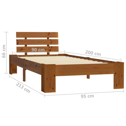 Bed Frame | Honey Brown | Solid pine wood, Plywood | Single | Durable