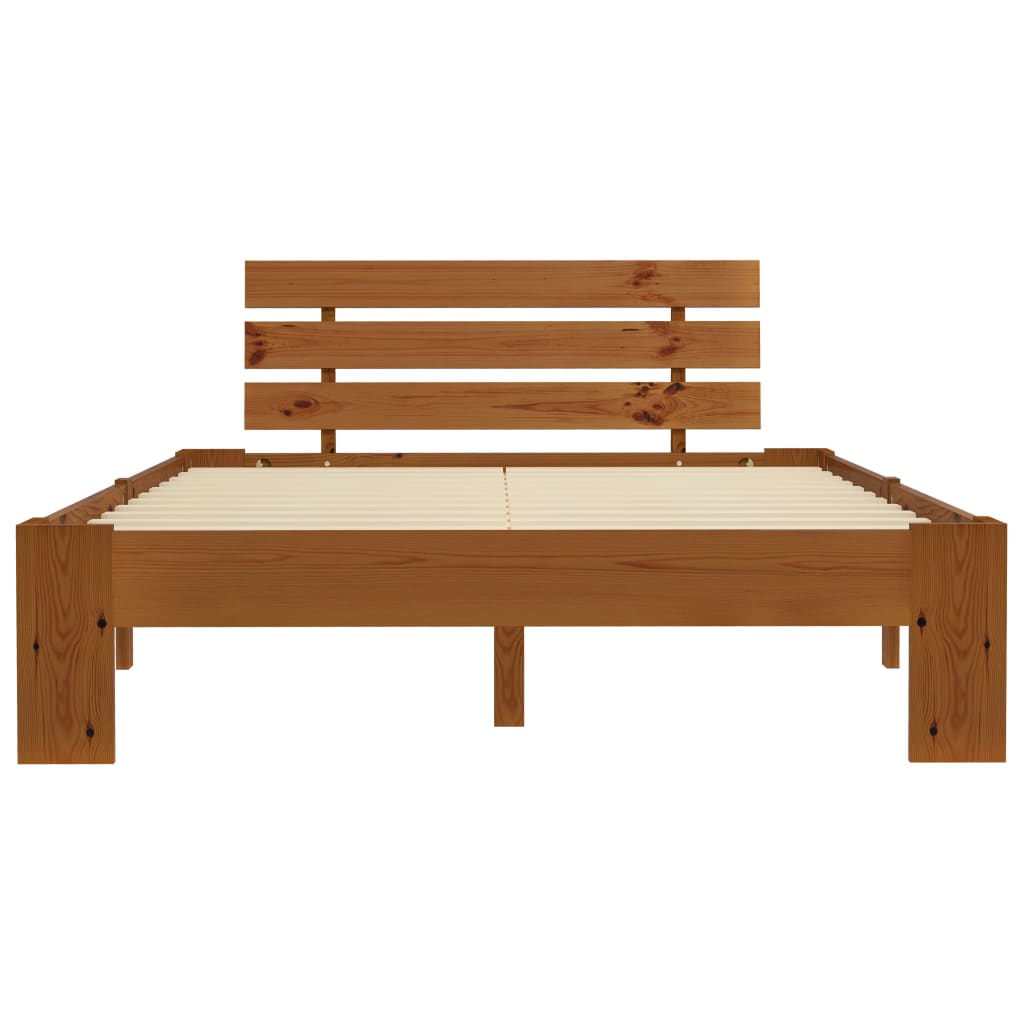 Bed Frame | Honey Brown | Solid pine wood and plywood | Double | Sturdy