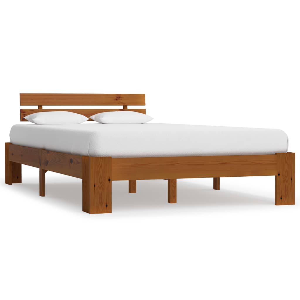 Bed Frame | Honey brown | Solid pine wood and plywood | Double | Durable