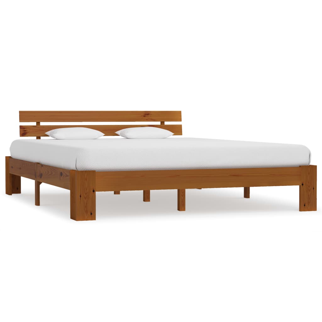 Bed Frame | Honey brown | Solid pine wood, plywood slats | Super King