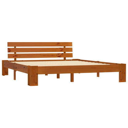 Bed Frame | Honey brown | Solid pine wood, plywood slats | Super King