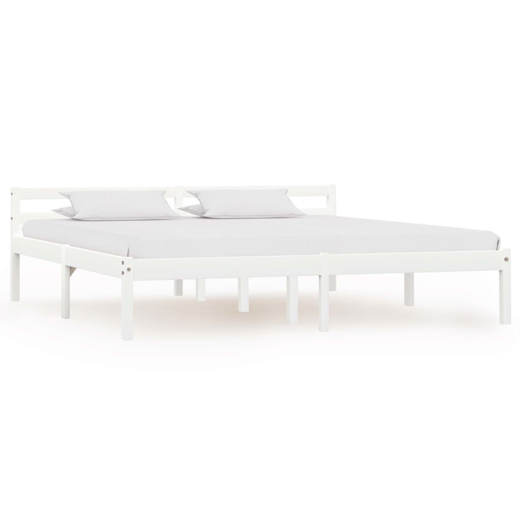 Bed Frame | White | Solid pine wood, plywood slats | Super King | Durable