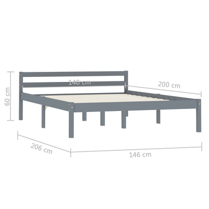 Bed Frame | Grey | Solid pine wood | 140x200 cm | Durable | Bed Frame