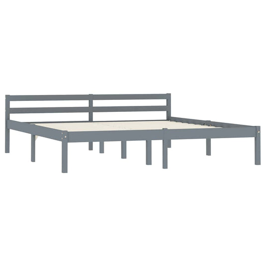 Bed Frame without Mattress Grey Solid Pine Wood 160x200 cm